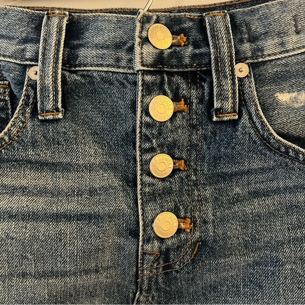 Madewell Button Fly Jean Denim Skirt Size - Picture 2 of 6